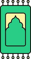 Rug Or Sajadah Icon In Green And Yellow Color. vector