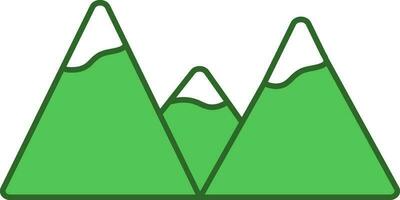 Mountain Icon In Green And White Color. vector