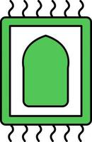 alfombra o sajadah icono en verde y blanco color. vector
