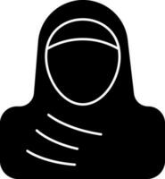 Islamic Woman Icon In Black and White. vector