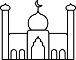 Mosque Icon In Black Outline. vector