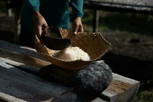 Villager making salt photo