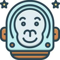 color icon for monkey of the space vector