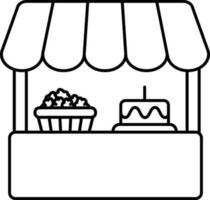 Food Stand Icon In Black Outline. vector
