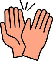 Clapping Hands Icon In Peach Color. vector