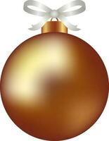 3D Bronze Bauble Element On White Background. vector