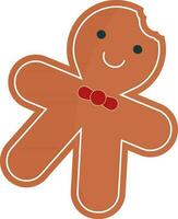 Gingerbread Bite Element In Brown Color. vector