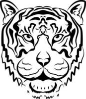 Tiger Face Element In Black And White Color. vector