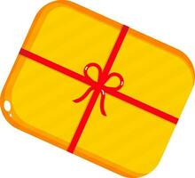 Top View Of Gift Box Element In Yellow And Red Color. vector