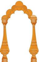 Temple Door Frame Element In Orange Color. vector