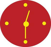 Illustration of a wall clock in red and yellow color. vector