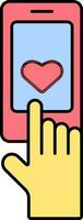 Finger Touch Heart Symbol Smartphone Screen Colorful Icon. vector