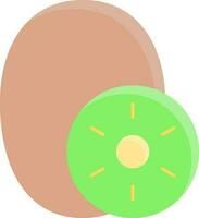 Kiwi With Slice Icon In Brown And Green Color. vector