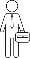 Character of faceless man holding briefcase. vector