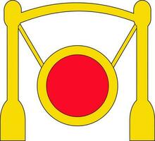 Gong icon with yellow color and stroke style of stand in isolated. vector