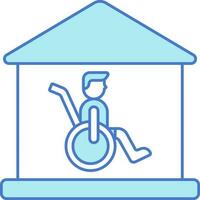 Handicapped Home Icon In Blue And White Color. vector
