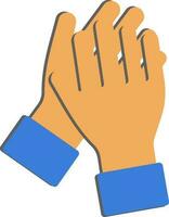 Orange And Blue Clapping Hand Paper Cut Icon. vector