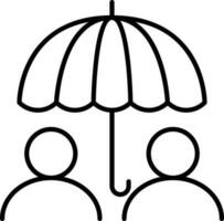 Two Person Under Umbrella Icon In Line Art. vector