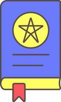 Spell Book In Blue And Yellow Color. vector