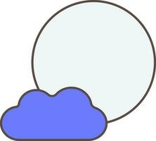 Full Moon With Cloud Icon In Blue And Gray Color. vector