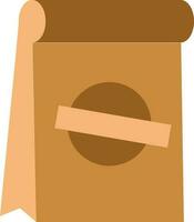 Fold Stamp Package Bag Icon In Brown Color. vector