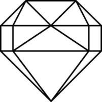 Isolated Diamond OR Trillion Gem Icon In Black Line Art. vector