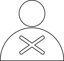 Character of man with rejected sign. vector