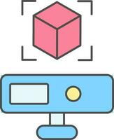 Virtual Or Hologram Projector Icon In Blue And Pink Color. vector