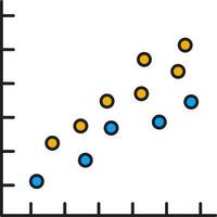 Scatter Plot Icon In Yellow And Blue Color. vector