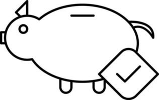 Check Piggy Bank Icon In Line Art. vector