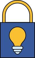Bulb With Lock Yellow And Blue Icon In Flat Style. vector