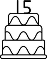 pastel con 15 número icono en plano estilo vector