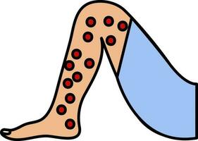 Rashes On Legs Icon In Blue And Red Color. vector