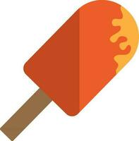 Flat style orange ice cream with stick. vector