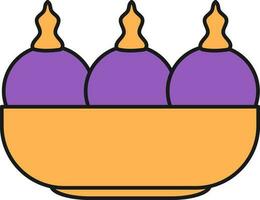 Violet And Yellow Sandesh Dish Icon Or Symbol. vector