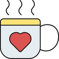 Loving Drink Cup Icon In Red And Yellow Color. vector