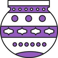 Illustration Of Mud Or Clay Pot In Violet And White Color. vector