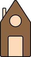 Brown And Peach Color House Icon. vector