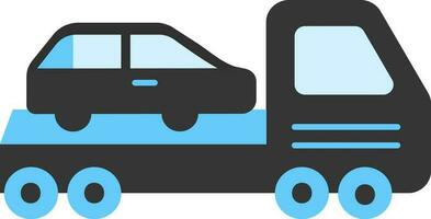 Tow Car Icon Or Symbol In Gray And Blue Color. vector