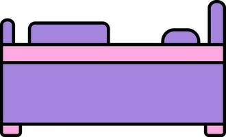 rosado y púrpura cama icono o símbolo. vector