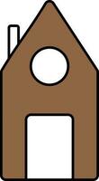 Brown And White Color House Icon. vector