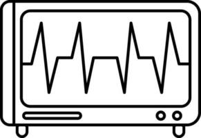 EKG Monitor Icon In Black Line Art. vector