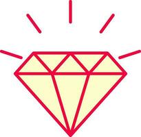 Flat Style Diamond Icon In Red And Yellow Color. vector