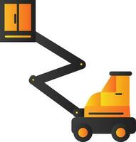 Boom Lift Icon Or Symbol In Gray And Yellow Color. vector