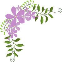 Purple color of flower with leave in floral. vector