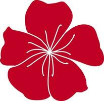 Vector flat style flower in red color.