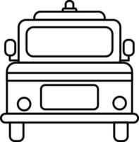 Line art illustration of fire engine in front view. vector