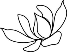 Flat line art illustration of flower. vector