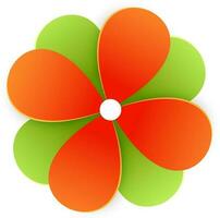 Abstract orange and green flower. vector