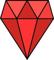 Glossy red and black diamond. vector